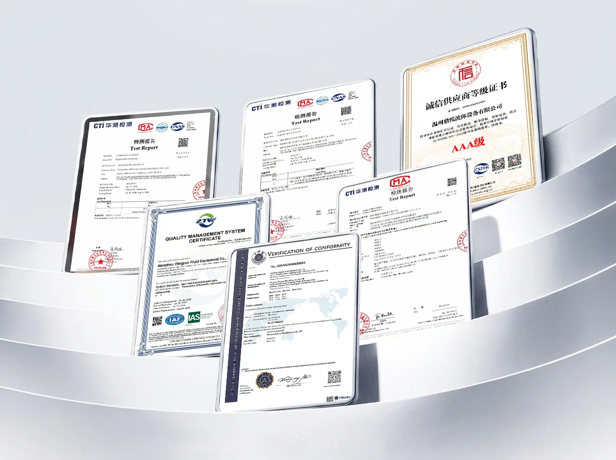 DINGYUE sanitary valve factory certifications: ISO 9001, CE, SIL, API, EAC