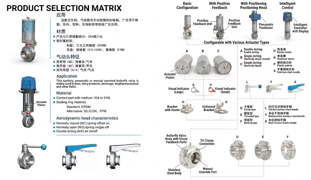 Horizontal Pneumatic Sanitary Butterfly Valve