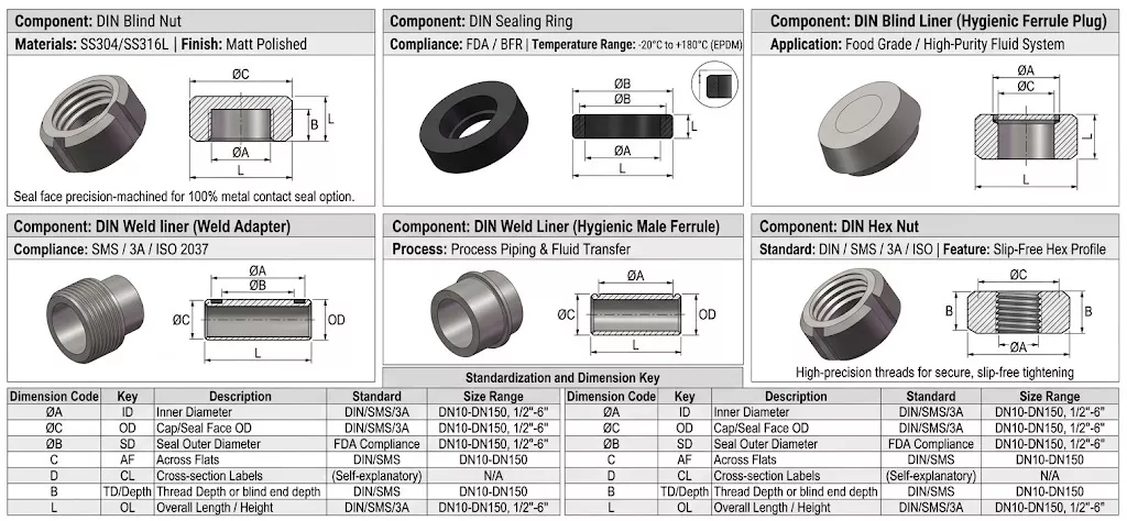 DIN 11851 Sanitary Stainless Steel Unions